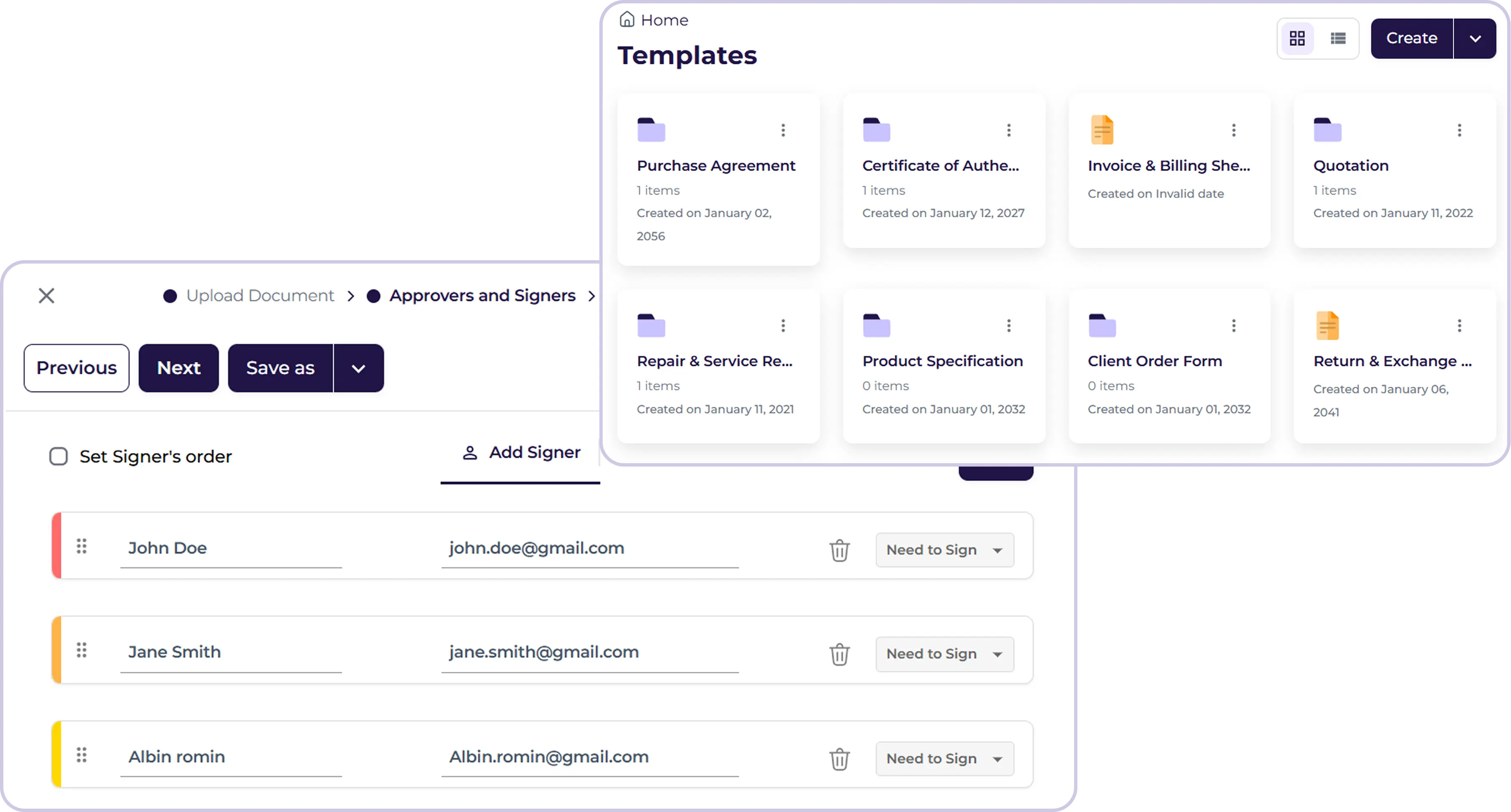 User signing a digital document using Inkfree software