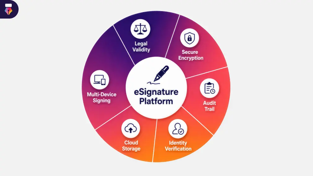 Diagram showing how electronic signatures work from sender to signer