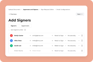 Inkfree signing order, assign who signs a document and in what sequence