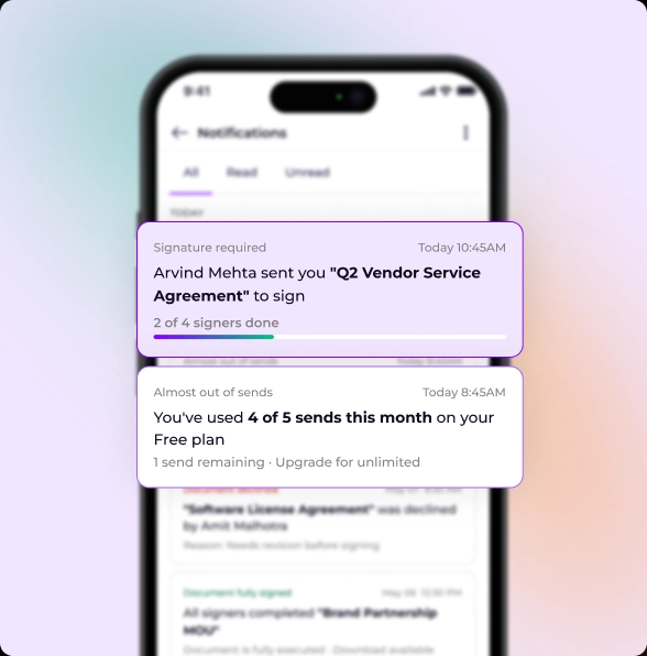 Instant alerts feature