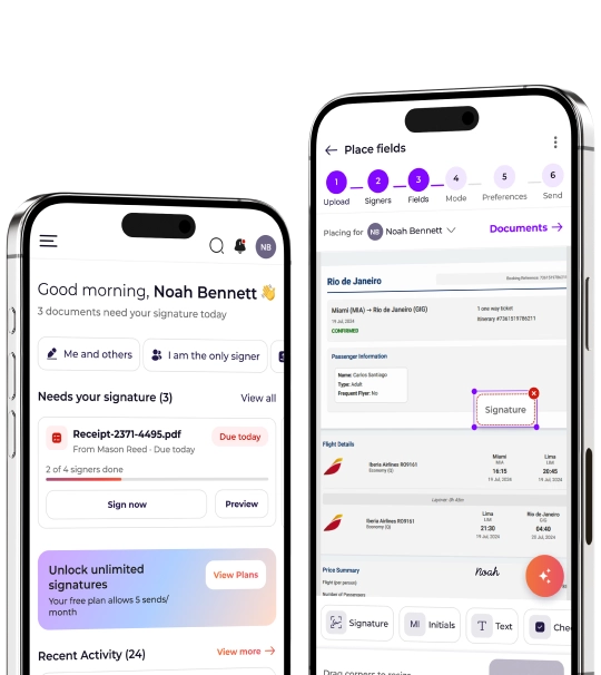 The Inkfree mobile app shown on two phones